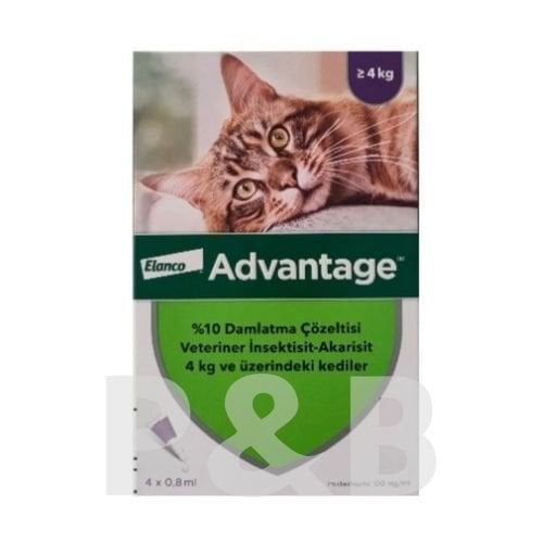 Advantage 4-8 Kg Kediler İçin Dış Parazit Ense Damla 0.8 Ml (1 Kutu 4 Pipet İçerir) SKT:2027