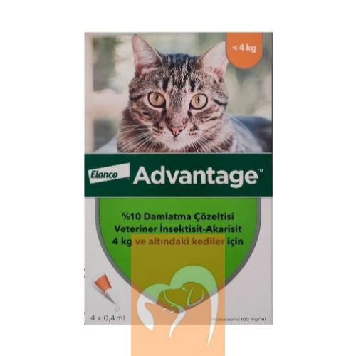 Advantage < 4 Kg Kediler İçin  0.4 Ml (1 Kutu 4 Pipet İçerir)SKT:2027