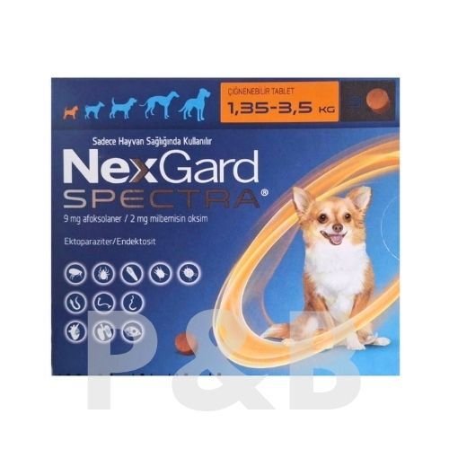 Nexgard Spectra  1.35- 3.5 Kg Köpekler İçin İç Dış Parazit 3 Tablet SKT:2027