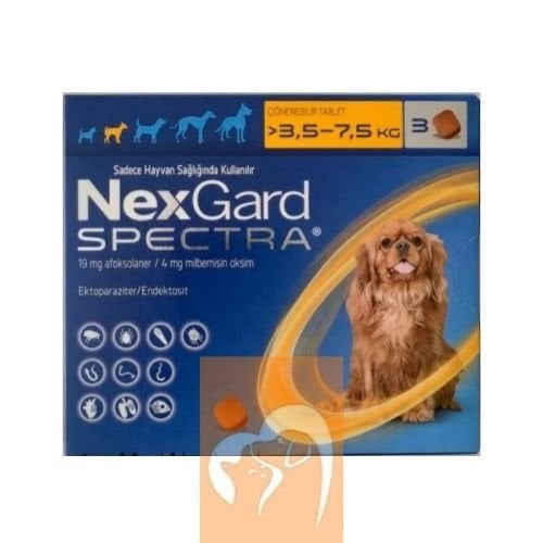 Nexgard Spectra 3.5 - 7.5 Kg Köpekler için İç Dış Parazit 3 Tablet SKT:30.11.2026