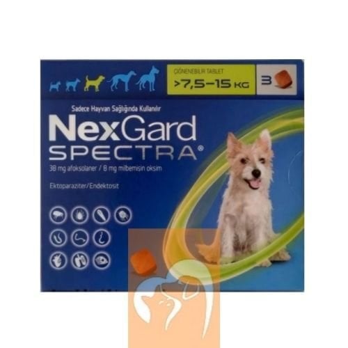 Nexgard Spectra 7.5-15 Kg Köpekler için İç Dış Parazit 3 Tablet SKT:2027