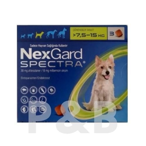 Nexgard Spectra 7.5-15 Kg Köpekler için İç Dış Parazit 3 Tablet SKT:2027