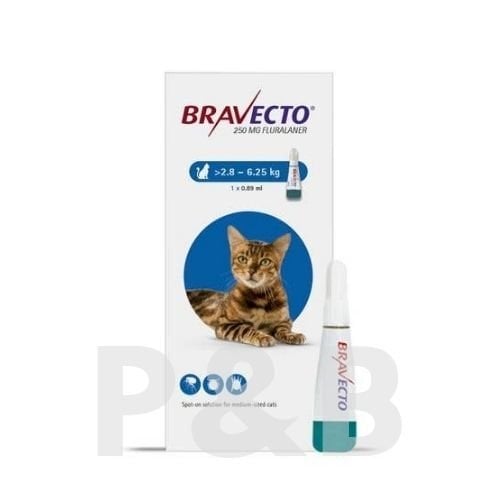 Bravecto Spot-On Kedi 250mg (2.8kg-6.25 Kg) 1 Pipet  SKT 2027