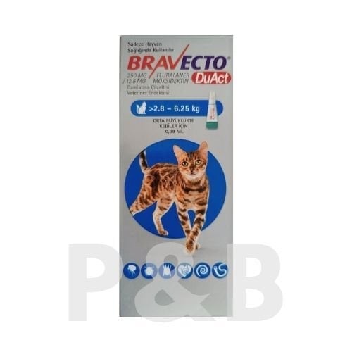 Bravecto DuAct Kedi 2.8-6.25 kg İçin Damla 0.89 ml 1 Tüp SKT 2028