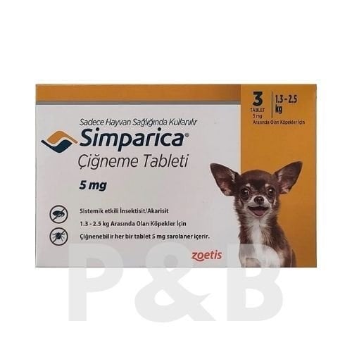Zoetis Simparica Köpek 1.3-2.5 Kg İçin (3 Tablet) SKT : 2027