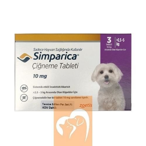 Zoetis Simparica Köpek 2.5-5 Kg İçin 3 Tablet ( SKT: 02.2027 )