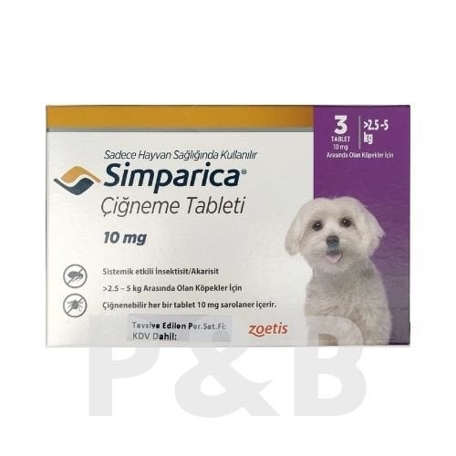 Zoetis Simparica Köpek 2.5-5 Kg İçin 3 Tablet ( SKT: 02.2027 )