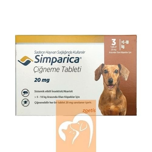 Zoetis Simparica Köpek 5-10 Kg İçin (3 Tablet) SKT  10. 2027