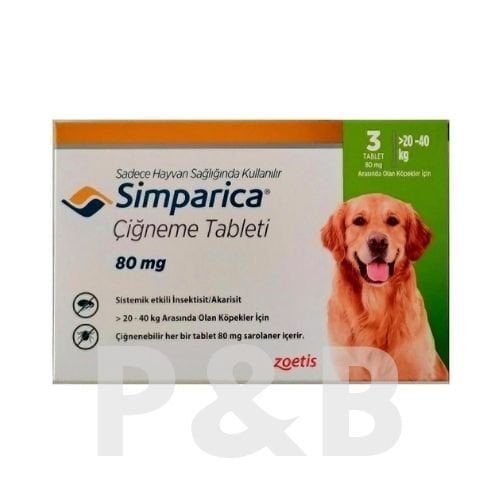 Zoetis Simparica Köpek 20-40 Kg | Pire ve Kene Tableti  SKT 2027